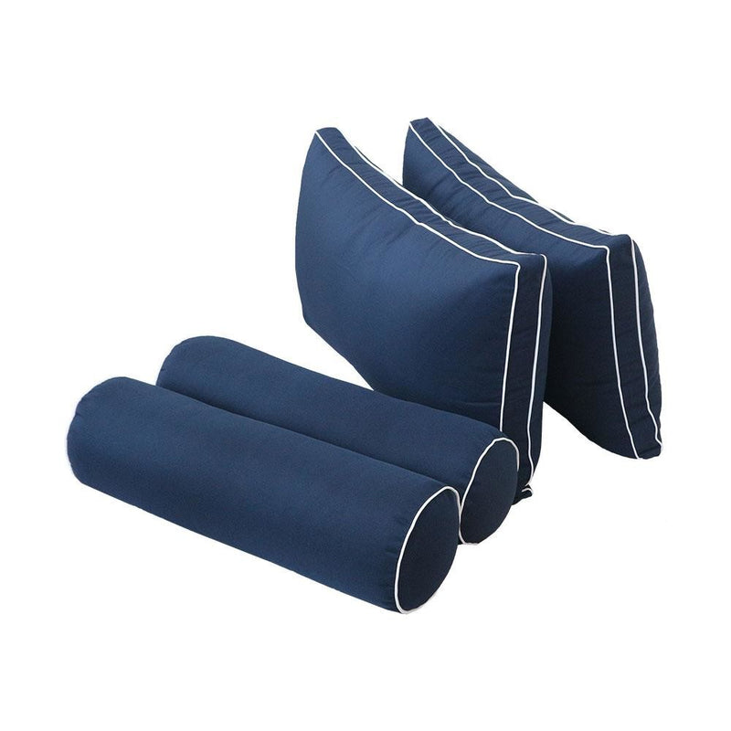 Model-2 5PC Contrast Pipe Outdoor Daybed Mattress Bolster Pillow Fitted Sheet Cover Only-Full Size AD101
