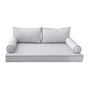 Model-2 AD105 Full Size 5PC Contrast Pipe Outdoor Daybed Mattress Cushion Bolster Pillow Complete Set
