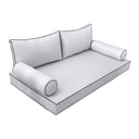 Model-2 AD105 Full Size 5PC Contrast Pipe Outdoor Daybed Mattress Cushion Bolster Pillow Complete Set