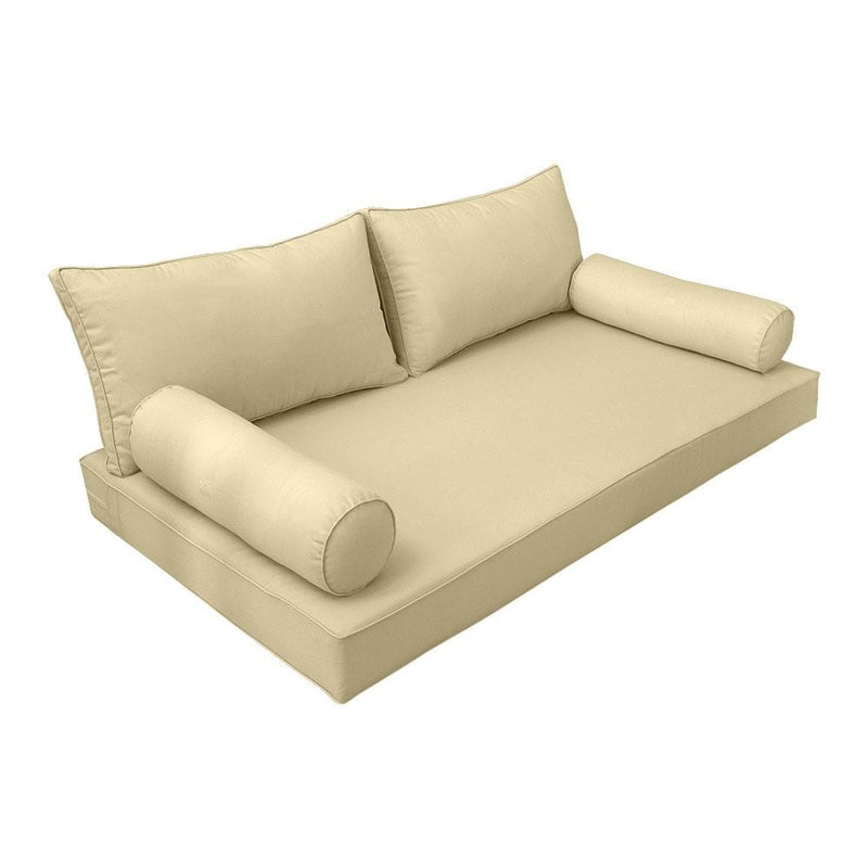 Model-2 AD103 Full Size 5PC Pipe Trim Outdoor Daybed Mattress Cushion Bolster Pillow Complete Set