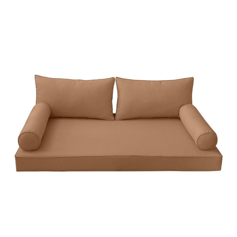 Model-2 AD104 Twin Size 5PC Pipe Trim Outdoor Daybed Mattress Cushion Bolster Pillow Complete Set