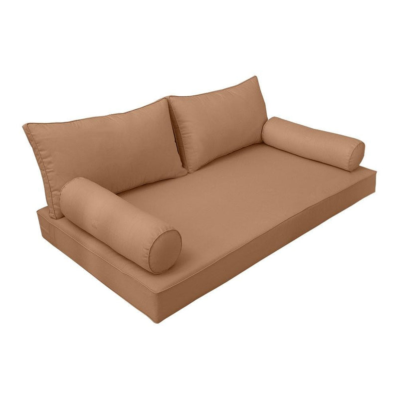 Model-2 AD104 Twin Size 5PC Pipe Trim Outdoor Daybed Mattress Cushion Bolster Pillow Complete Set