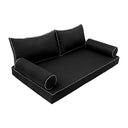 Model-2 AD109 Crib Size 5PC Contrast Pipe Outdoor Daybed Mattress Cushion Bolster Pillow Complete Set