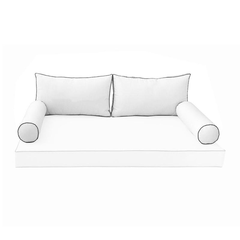 Model-2 - AD106 Crib Contrast Pipe Trim Bolster & Back Pillow Cushion Outdoor SLIP COVER ONLY