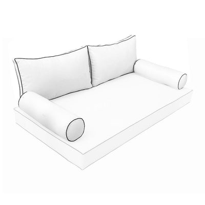 Model-2 - AD106 Crib Contrast Pipe Trim Bolster & Back Pillow Cushion Outdoor SLIP COVER ONLY
