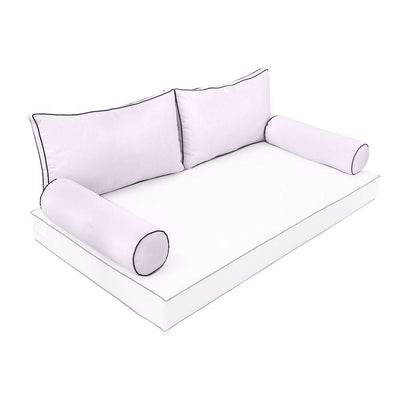 Model-2 - AD107 Crib Contrast Pipe Trim Bolster & Back Pillow Cushion Outdoor SLIP COVER ONLY