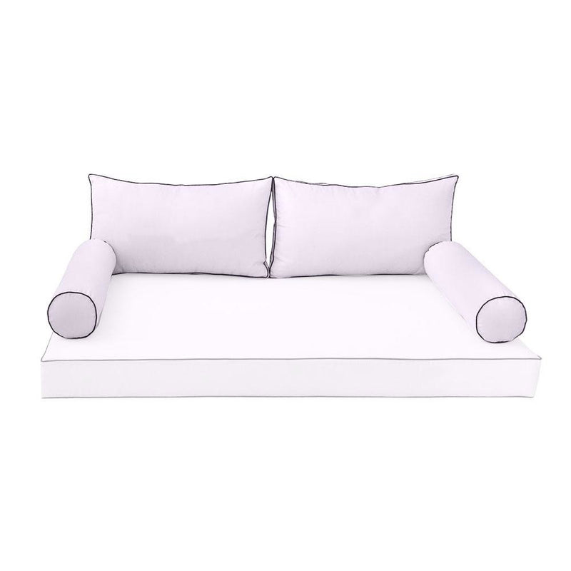 Model-2 - AD107 Twin Contrast Pipe Trim Bolster & Back Pillow Cushion Outdoor SLIP COVER ONLY