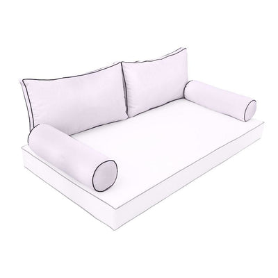 Model-2 - AD107 Twin Contrast Pipe Trim Bolster & Back Pillow Cushion Outdoor SLIP COVER ONLY