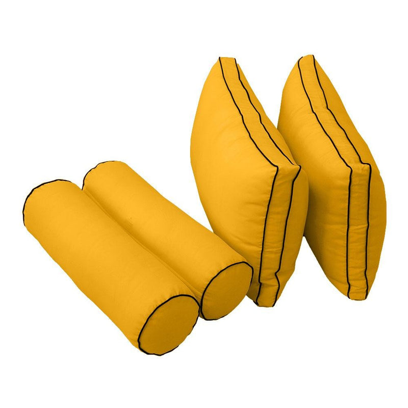Model-2 - AD108 Twin Contrast Pipe Trim Bolster & Back Pillow Cushion Outdoor SLIP COVER ONLY