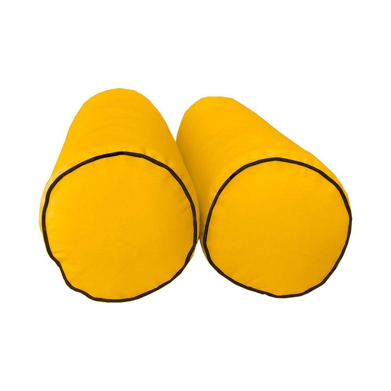 Model-2 - AD108 Twin Contrast Pipe Trim Bolster & Back Pillow Cushion Outdoor SLIP COVER ONLY