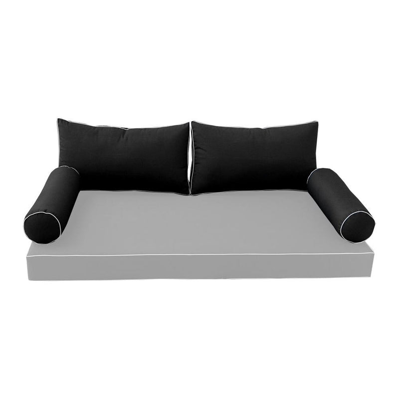 Model-2 - AD109 Twin Contrast Pipe Trim Bolster & Back Pillow Cushion Outdoor SLIP COVER ONLY