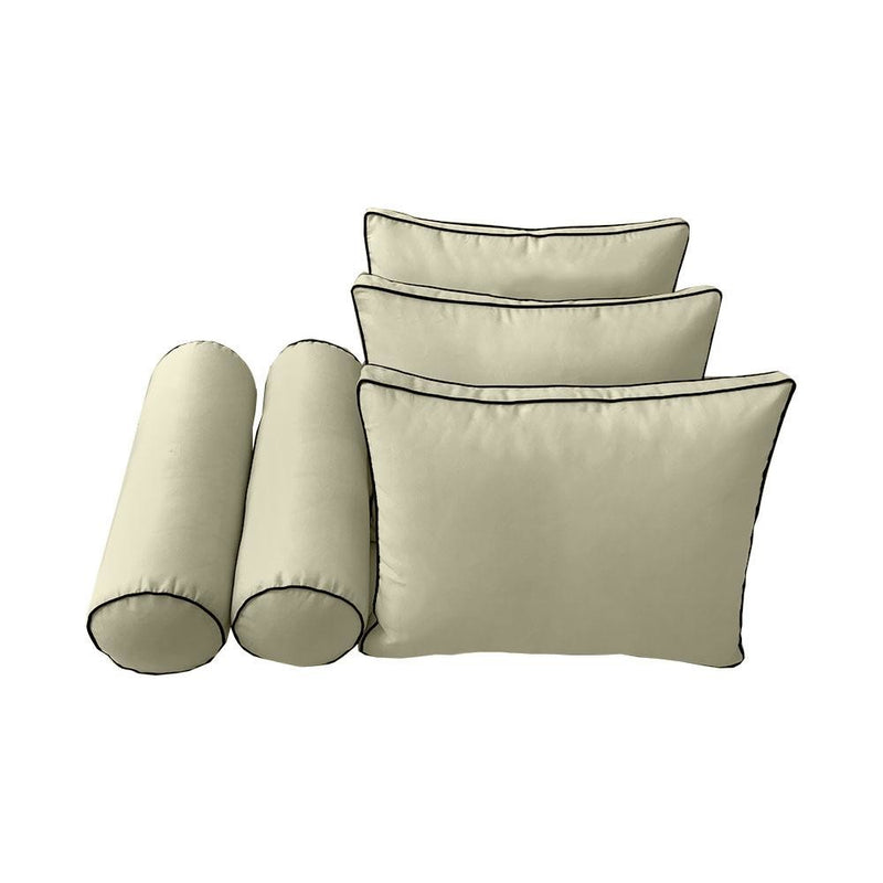 Model-3 - AD005 Twin Contrast Pipe Trim Bolster & Back Pillow Cushion Outdoor SLIP COVER ONLY