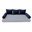 Model-3 - AD101 Queen Contrast Pipe Trim Bolster & Back Pillow Cushion Outdoor SLIP COVER ONLY
