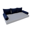 Model-3 - AD101 Queen Contrast Pipe Trim Bolster & Back Pillow Cushion Outdoor SLIP COVER ONLY