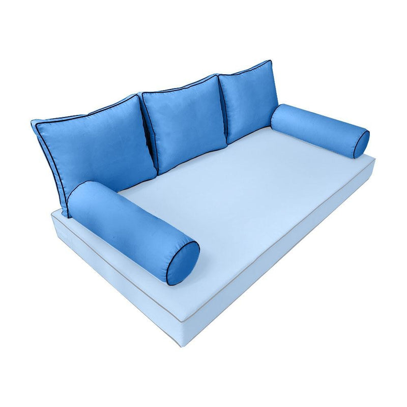 Model-3 - AD102 Crib Contrast Pipe Trim Bolster & Back Pillow Cushion Outdoor SLIP COVER ONLY