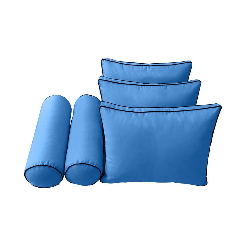 Model-3 - AD102 Twin Contrast Pipe Trim Bolster & Back Pillow Cushion Outdoor SLIP COVER ONLY