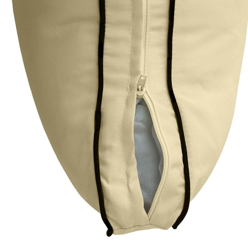Model-3 - AD103 Queen Contrast Pipe Trim Bolster & Back Pillow Cushion Outdoor SLIP COVER ONLY