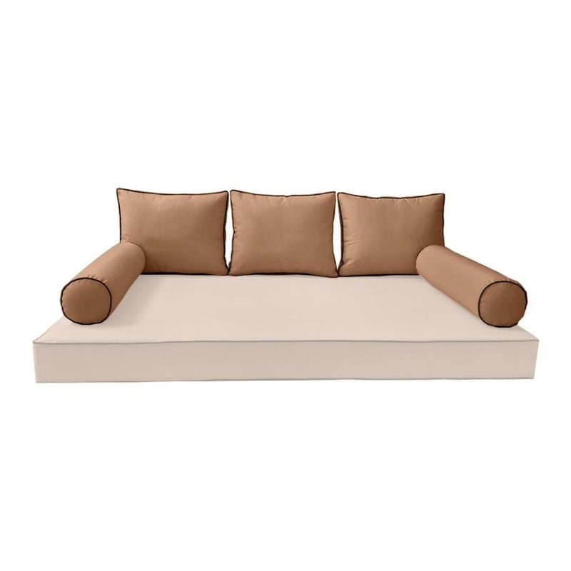Model-3 - AD104 Full Contrast Pipe Trim Bolster & Back Pillow Cushion Outdoor SLIP COVER ONLY
