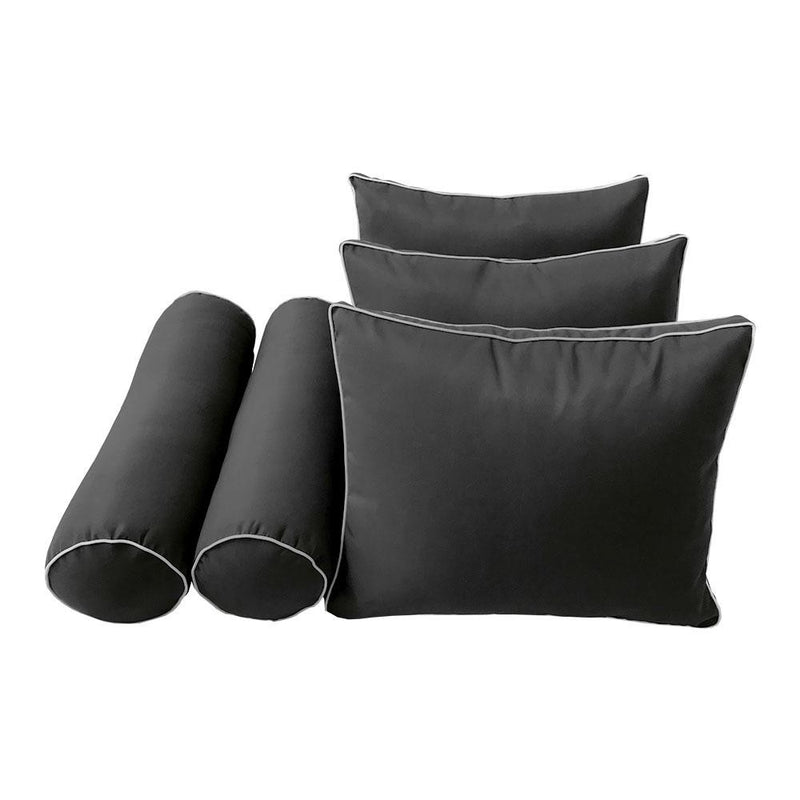 Model-3 6PC Contrast Pipe Outdoor Daybed Mattress Bolster Pillow Fitted Sheet Cover Only-Crib Size AD003