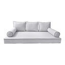 Model-3 6PC Contrast Pipe Outdoor Daybed Mattress Bolster Pillow Fitted Sheet Cover Only-Full Size AD105
