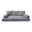 Model-3 6PC Contrast Pipe Outdoor Daybed Mattress Bolster Pillow Fitted Sheet Cover Only-Queen Size AD001