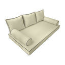 Model-3 6PC Contrast Pipe Outdoor Daybed Mattress Bolster Pillow Fitted Sheet Cover Only-Twin Size AD005