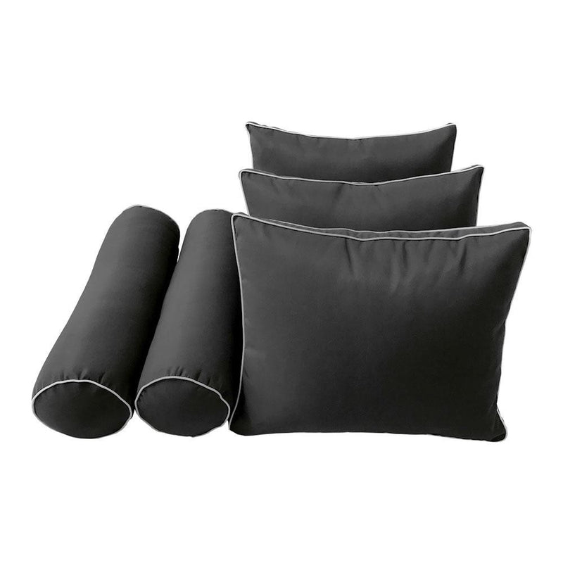 Model-3 AD003 Crib Size 6PC Contrast Pipe Outdoor Daybed Mattress Cushion Bolster Pillow Complete Set