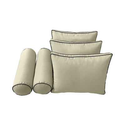 Model-3 AD005 Crib Size 6PC Contrast Pipe Outdoor Daybed Mattress Cushion Bolster Pillow Complete Set