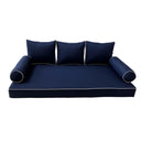 Model-3 AD101 Crib Size 6PC Contrast Pipe Outdoor Daybed Mattress Cushion Bolster Pillow Complete Set