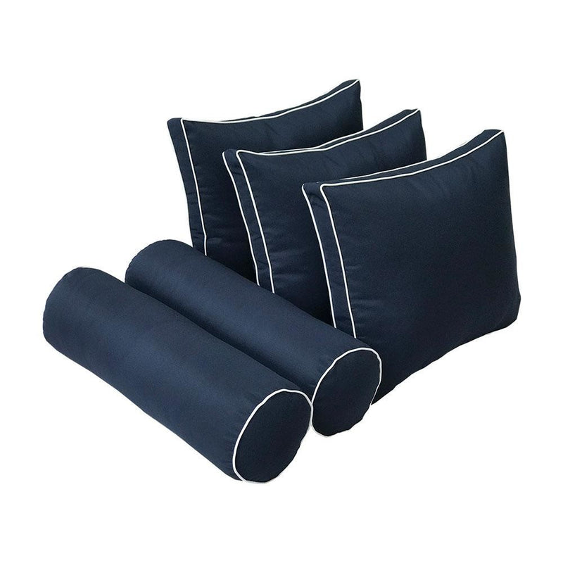 Model-3 AD101 Crib Size 6PC Contrast Pipe Outdoor Daybed Mattress Cushion Bolster Pillow Complete Set