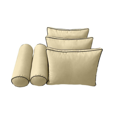 Model-3 AD103 Crib Size 6PC Contrast Pipe Outdoor Daybed Mattress Cushion Bolster Pillow Complete Set