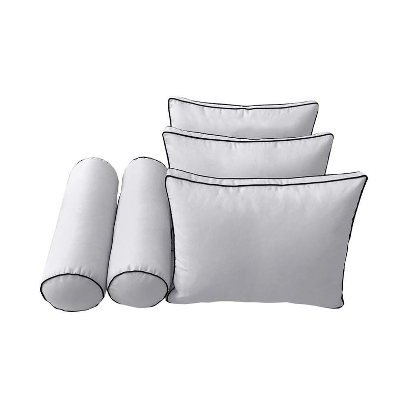 Model-3 AD105 Queen Size 6PC Contrast Pipe Outdoor Daybed Mattress Cushion Bolster Pillow Complete Set