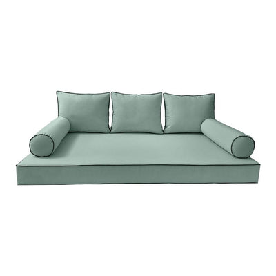 Model-3 AD002 Twin Size 6PC Contrast Pipe Outdoor Daybed Mattress Cushion Bolster Pillow Complete Set