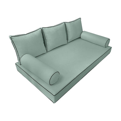 Model-3 AD002 Twin Size 6PC Contrast Pipe Outdoor Daybed Mattress Cushion Bolster Pillow Complete Set