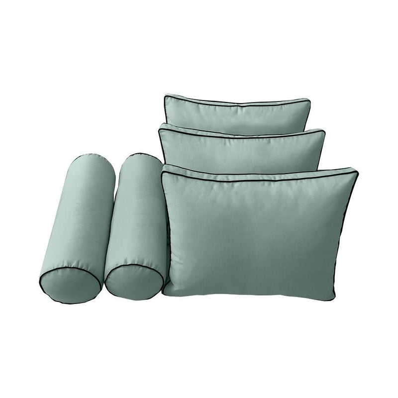 Model-3 AD002 Twin Size 6PC Contrast Pipe Outdoor Daybed Mattress Cushion Bolster Pillow Complete Set