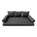 Model-3 6PC Contrast Pipe Outdoor Daybed Mattress Bolster Pillow Fitted Sheet Cover Only-Twin-XL Size AD003
