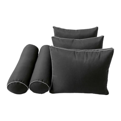 Model-3 AD003 Twin-XL Size 6PC Contrast Pipe Outdoor Daybed Mattress Cushion Bolster Pillow Complete Set