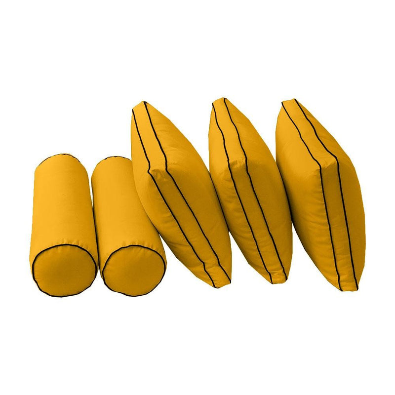 Model-3 AD108 Twin-XL Size 6PC Contrast Pipe Outdoor Daybed Mattress Cushion Bolster Pillow Complete Set