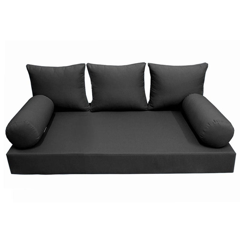 Model-3 AD003 Twin-XL Size 6PC Knife Edge Outdoor Daybed Mattress Cushion Bolster Pillow Complete Set