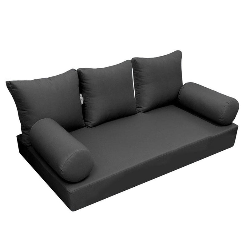Model-3 AD003 Twin-XL Size 6PC Knife Edge Outdoor Daybed Mattress Cushion Bolster Pillow Complete Set
