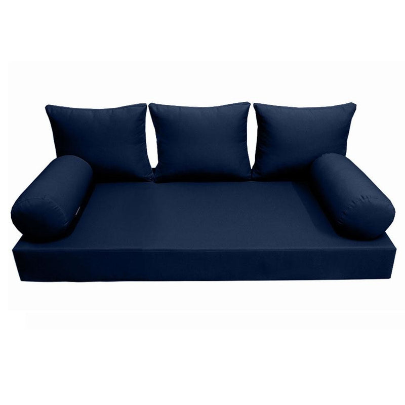 Model-3 AD101 Twin-XL Size 6PC Knife Edge Outdoor Daybed Mattress Cushion Bolster Pillow Complete Set