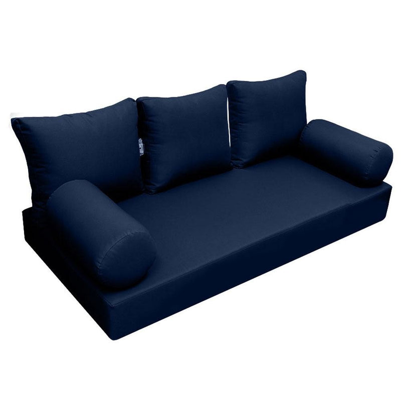 Model-3 AD101 Twin-XL Size 6PC Knife Edge Outdoor Daybed Mattress Cushion Bolster Pillow Complete Set