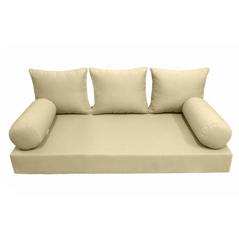 Model-3 AD103 Twin-XL Size 6PC Knife Edge Outdoor Daybed Mattress Cushion Bolster Pillow Complete Set