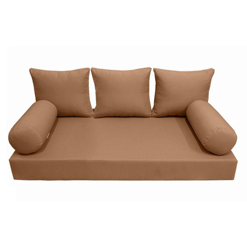 Model-3 AD104 Twin-XL Size 6PC Knife Edge Outdoor Daybed Mattress Cushion Bolster Pillow Complete Set