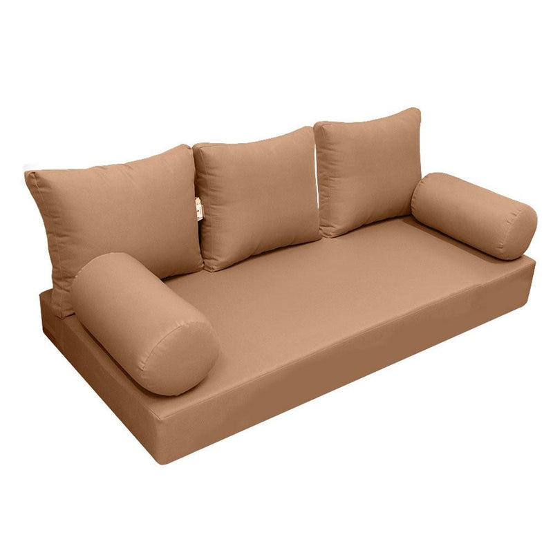 Model-3 AD104 Twin-XL Size 6PC Knife Edge Outdoor Daybed Mattress Cushion Bolster Pillow Complete Set