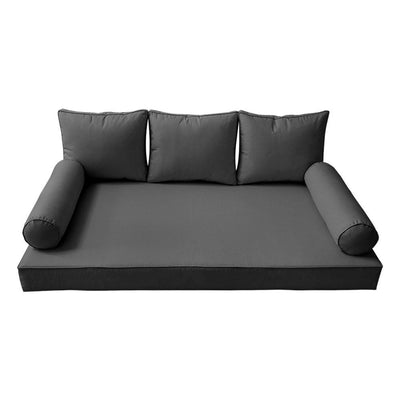 Model-3 AD003 Full Size 6PC Pipe Trim Outdoor Daybed Mattress Cushion Bolster Pillow Complete Set