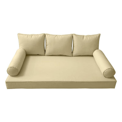 Model-3 AD103 Full Size 6PC Pipe Trim Outdoor Daybed Mattress Cushion Bolster Pillow Complete Set