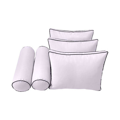 Model-3 AD107 Twin Size 6PC Contrast Pipe Outdoor Daybed Mattress Cushion Bolster Pillow Complete Set