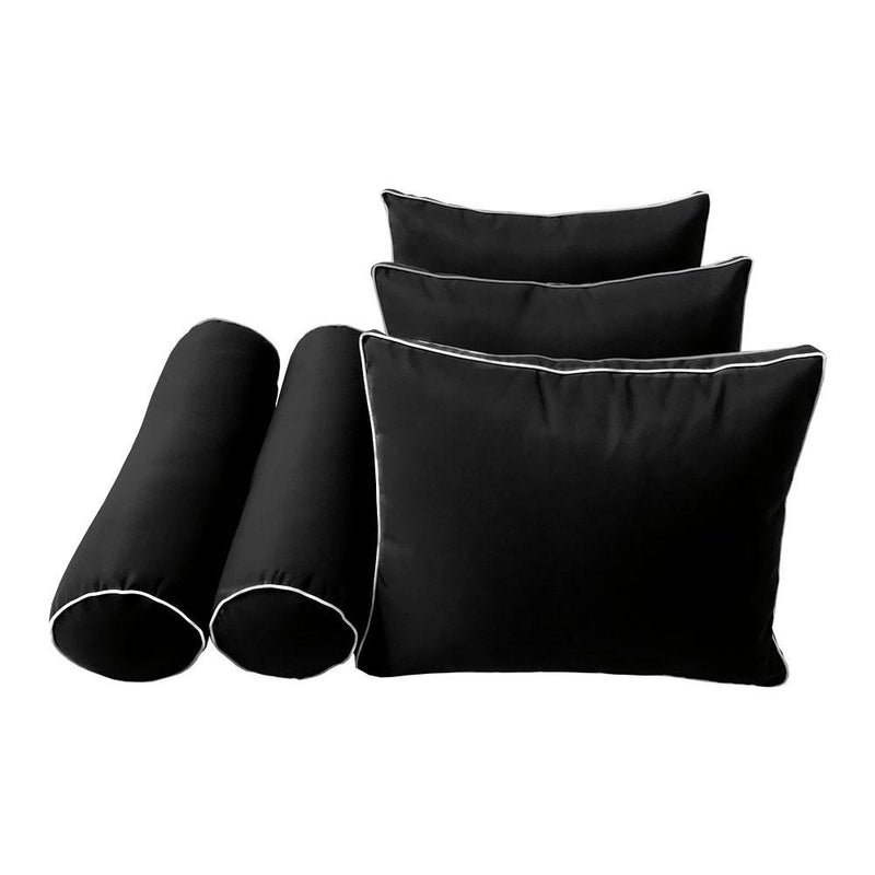 Model-3 AD109 Twin Size 6PC Contrast Pipe Outdoor Daybed Mattress Cushion Bolster Pillow Complete Set