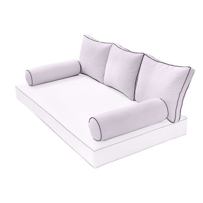 Model-3 - AD107 Twin Contrast Pipe Trim Bolster & Back Pillow Cushion Outdoor SLIP COVER ONLY